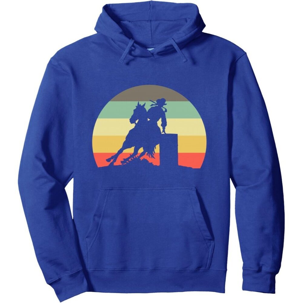 Women's Royal Blue Retro Vintage Barrel Racer Pullover Imported Hoodies